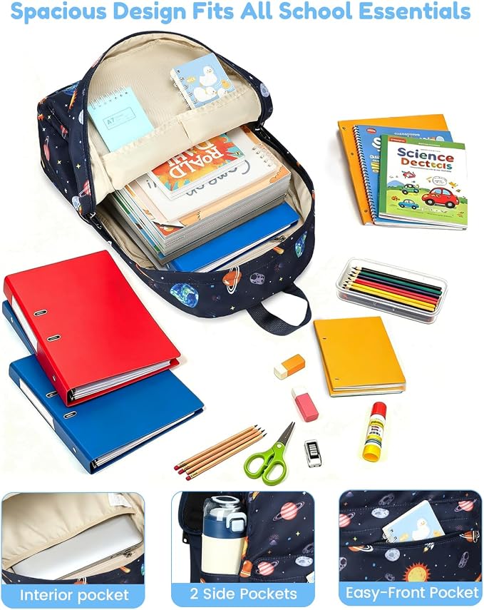 CAMTOP Preschool Backpack for Kids Boys Girls Toddler Backpack Kindergarten School Bookbags for Age 3-8 (Blue Space)