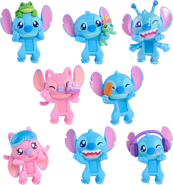 Disney Stitch Attachmeez 2-Pack - Collectible Surprise Mini Figure Blind Box, Hangs Off Books, Phones, Cups & More, UNbox, Attach & Display, for Kids, Fans & Collectors by Just Play