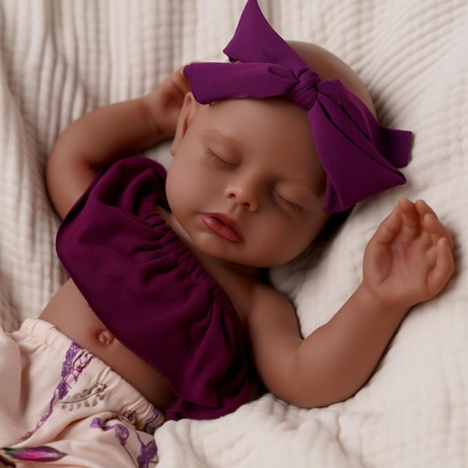 BABESIDE 16 inch Full Body Silicone Baby Dolls, Realistic African American Reborn Doll Black Girl, Bathable Anatomically Correct Newborn with Accessories for Kids Age 3+ & Collectors