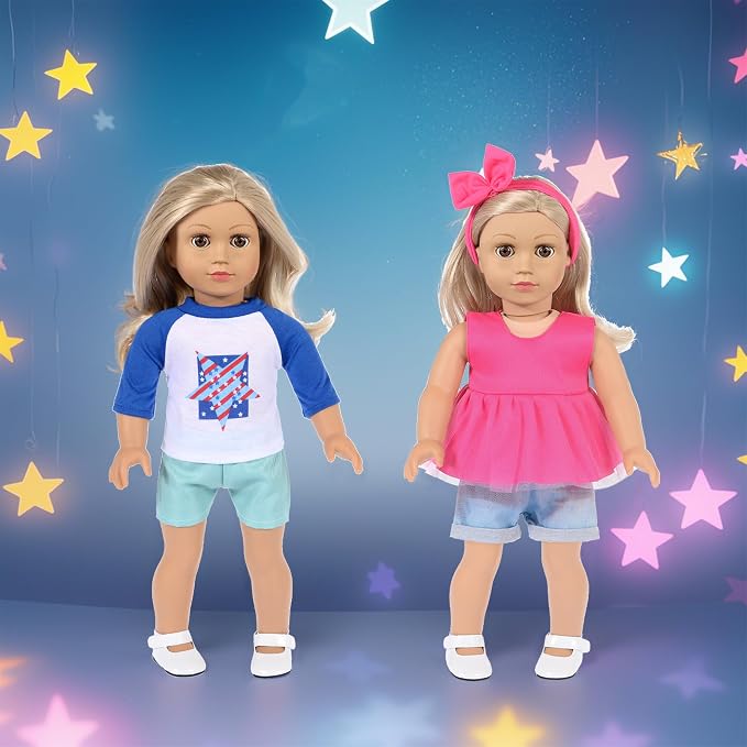 ebuddy 10 Sets 18 inch Doll Clothes and Accessories - Including Mermaid Costume, Stylish Casual Outfit, Swimwear Fit for 18 Inch Dolls (No Doll)