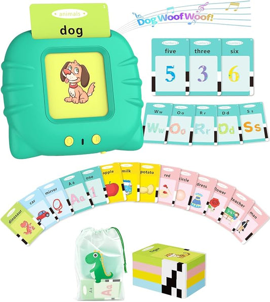 Aullsaty Talking Flash Cards for Toddlers 1-5 Years Old, Upgraded 536 Sight Words with 6 Songs Montessori Autism Sensory Toys, Educational Learning Speech Therapy Birthday Gifts for Boys Girls (Green)