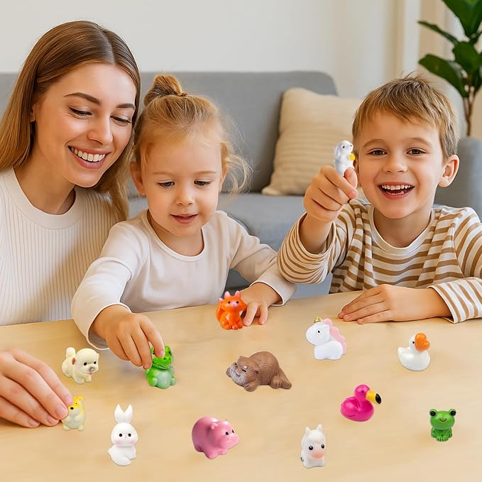 55 Pcs Mini Resin Animal Figurines, Tiny Animals Desk Pets & Miniature Figures for Fairy Garden, Dollhouse, Aquarium and DIY Crafts,Mini Figures to Hide
