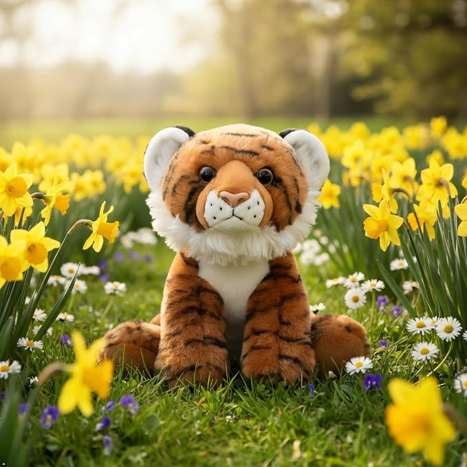 The Petting Zoo Tiger Stuffed Animal, Gifts for Kids, Wild Onez Zoo Animals, Tiger Plush Toy 9 inches