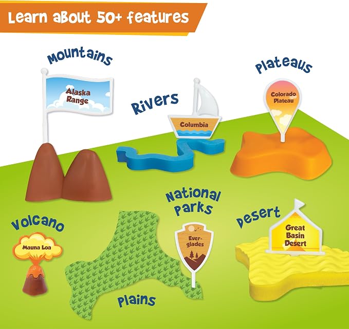 Imagimake Mapology Physical Features USA Puzzle | Mountains, National Parks, Rivers & Lakes 3D Puzzle Toys for Ages 8-13 | Educational Toys | Classroom Must-Haves | Back to School Gifts for Kids 8-12