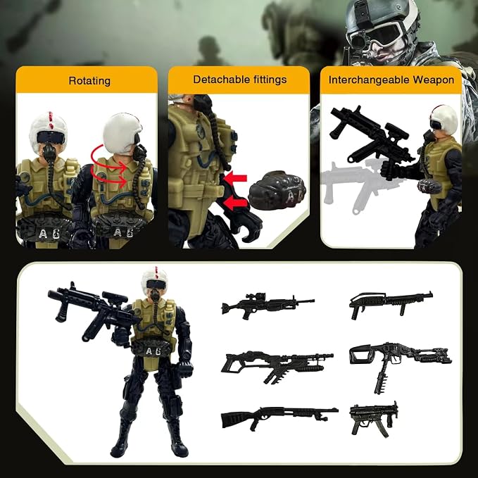 Army Men Toy Set for Boys 4-7,Army Men Action Figure Military Toy Playset US Army Men and SWAT Team with Weapons,Military Action Figures Easter Gift for Boys Age 4-7 6-8