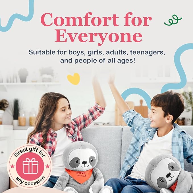 Lilly's Love Weighted Stuffed Animals for Adults & Kids — 5lb Calming Sloth Plush for Anxiety, ADHD & Sensory | Machine Washable Weighted Stuffed Animal w/Removable Insert | Stevie The Sloth