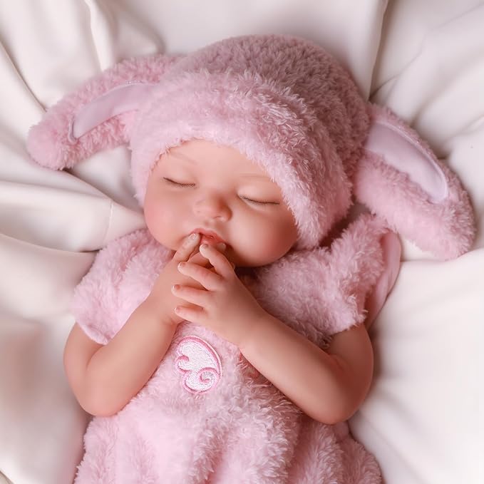 BABESIDE Silicone Baby Doll - 12 Inch (Weight 3.09 Lb) Reborn Baby Dolls Silicone Full Body Platinum Silicone Weighted Realistic Sleeping Newborn Lifelike Preemie Doll Gift Collectors & Kids Age 3+