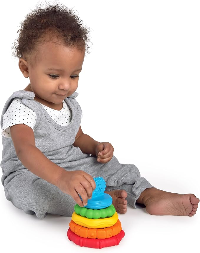 Baby Einstein Stack & Teethe Multi-Textured Easy-to-Grasp 5-Piece Teether Toy Set, Ages 3 Months +