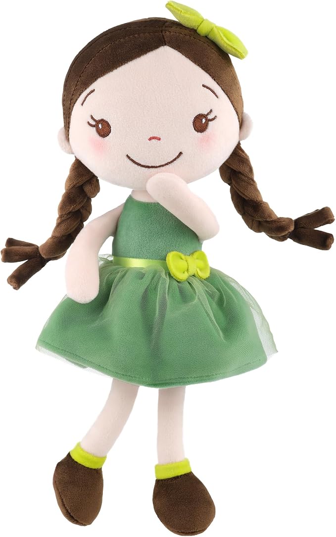 GAGAKU Soft Plush Baby Doll for Girls (12") - My First Baby Doll Gift for Girls, Toddlers & Infants, Machine Washable Rag Doll Toy - Forest Girl