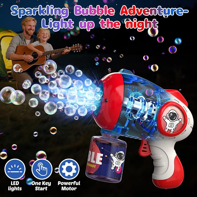 EagleStone Bubble Guns for Kids 4-8, 2 Pack Light-Up Automatic Bubble Gun Blasters with 4 Solution, Bubble Machine for Toddlers, Outdoor Summer Toy, Easter Gifts, Birthday Wedding Party Favors