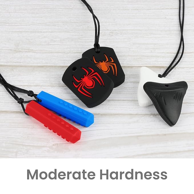 Chewy Necklaces for Sensory Kids, Silicone Chewable Necklace, 6 Pack Sensory Oral Motor Aids Teething Necklace for Chewers with Autism, ADHD, SPD, or Special Oral Motor Need