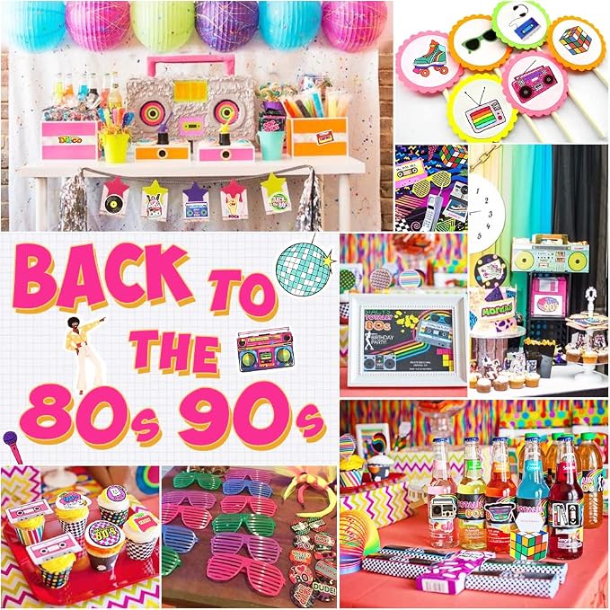 QTL 80s and 90s Stickers for Adults, Retro Waterproof Vinyl Stickers, Party Supplies and Vintage Decorations, Water Bottle and Laptop, 70PCS