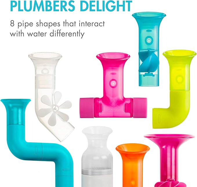 Boon Bundle Baby and Toddler Bath Toys - Includes Boon Pipes, Cogs, and Tubes Bathtub Toys - Toddler Sensory Toys - Multicolored - 13 Count - Ages 12 Months and Up