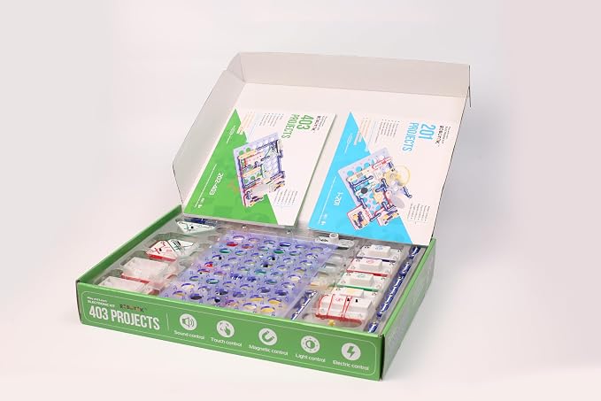 STEM Electronics Circuit Kit for Kids, Over 403 Projects, DIY Electronic Building Blocks, Science Experiment Kit, Educational Toy for Ages 8+ (Mixed Color, 403)