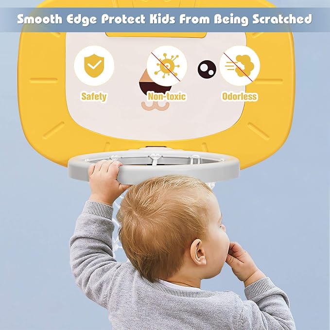 Costzon Kids Basketball Hoop, Toddler Sports Activity Center w/ 5 Adjustable Height Levels, Basketball Soccer Golf Game Set, Indoor Outdoor Basketball Hoop Set Gift for Baby Infant