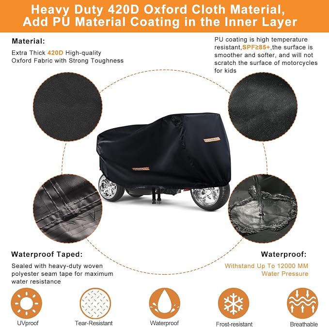 Kids Bike Cover Waterproof Outdoor,GRABADO Heavy Duty 420D Kids Motorcycle Bike Cover,Universal Children's Tricycle Cover with 4 Reflective Strips and Windproof Buckle,Small Kids Ride On Toy Car Cover