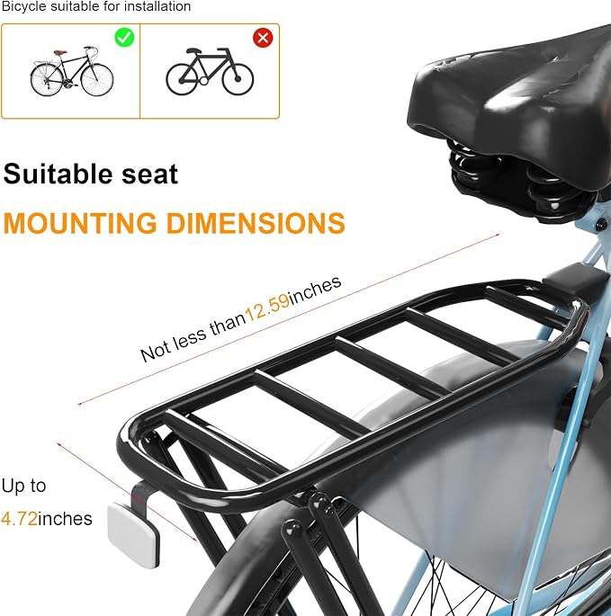 Rear Child Bike Seat, Width Adjustable Toddler & Baby Bike Seat for Adult Bike, Bike Chair for Bicycle, Kids Seat Fits Children 2~6 Years, Supports Up to 55 lbs