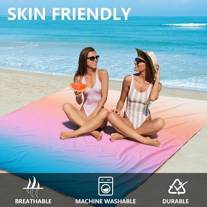 AISPARKY Beach Blanket Waterproof Sandproof Extra Large, Oversized Beach Mat, Quick Drying&Compact&Lightweight, Picnic Blankets Vacation Essentials for Outdoor Beach Camping (108" X 120" (8 Person))