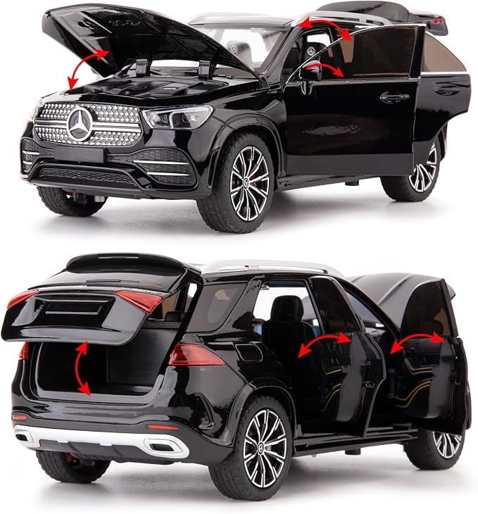 WAKAKAC Compatible for 1/24 Alloy Die-cast GLE 350 Toy Car with Sound and Light Pull Back Collection Model Car for Kids Gift (Black)