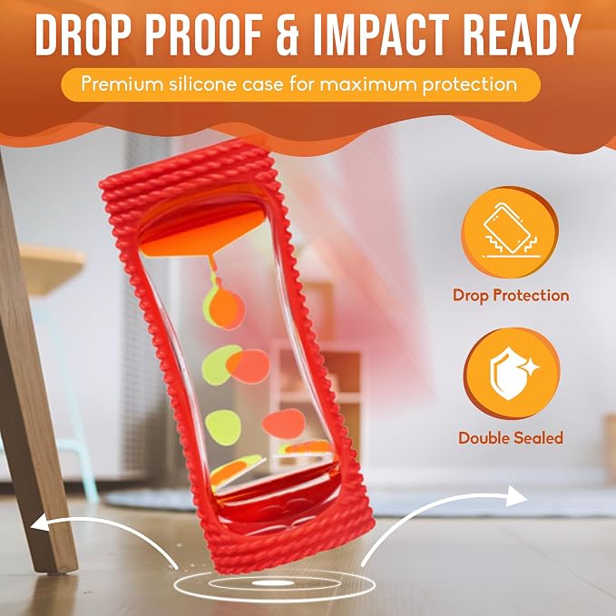 BUNMO Liquid Motion Bubbler Sensory Toy for Kids & Adults – Gentle Fidget Toy for Mindfulness – Stimulating Visual Sensory Experience – Colorful Bubble Fidget Timer for Desk & Travel - Red