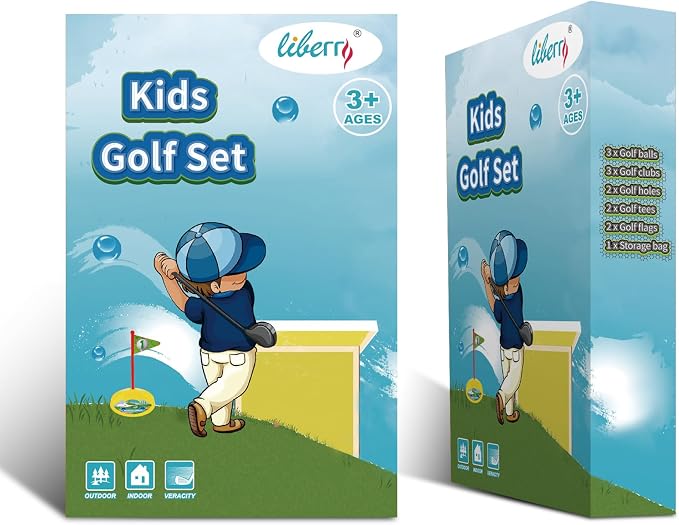 Liberry Toddler Golf Set, Retractable Toy Golf Clubs for Kids Ages 3 4 5, Indoor and Outdoor Sports Games Birthday Gift for Boys Girls