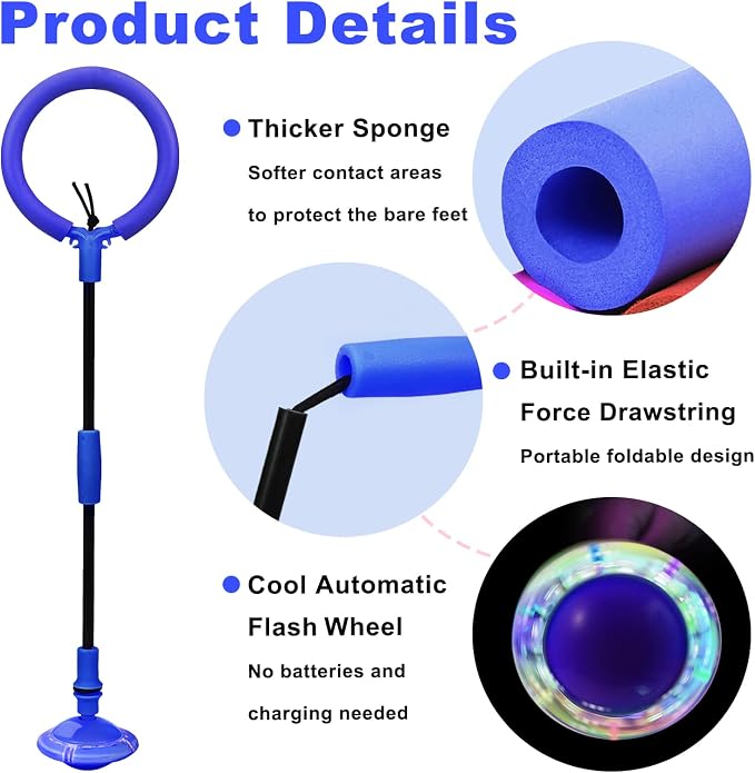 Hewog Skip Ball, Portable Foldable Colorful Flash Wheel Swing Ball, Kids Toys for Girls & Boys, Sports Fitness Toys for Kids & Adults. Gifts for Mom Women & Girls Toys Age 5-10 Years