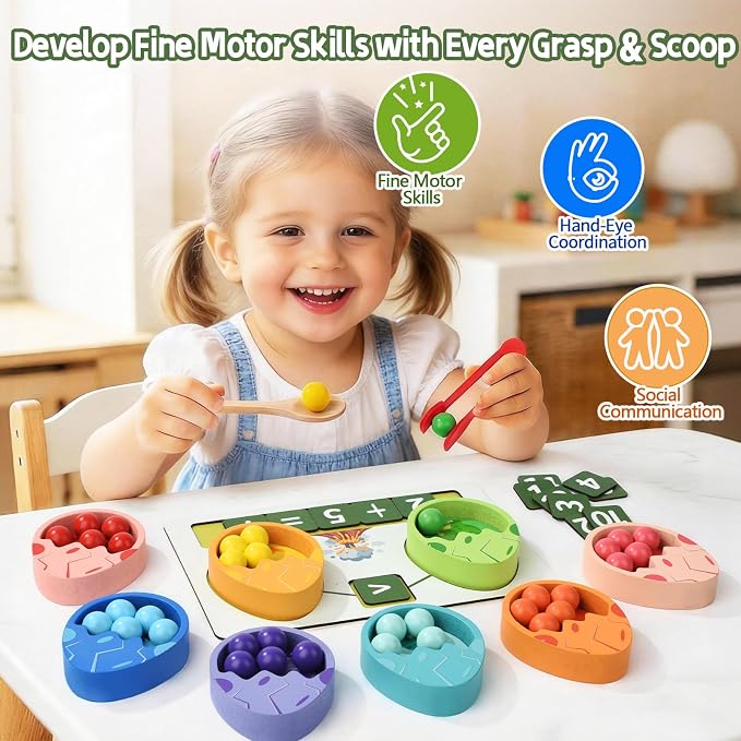 Kids Learning Toys Set, Montessori Math Game for Toddlers, Number Counting Toy Color Sorting Activities, STEM Toys for Preschool 3+ Boys Girls Birthday Gift