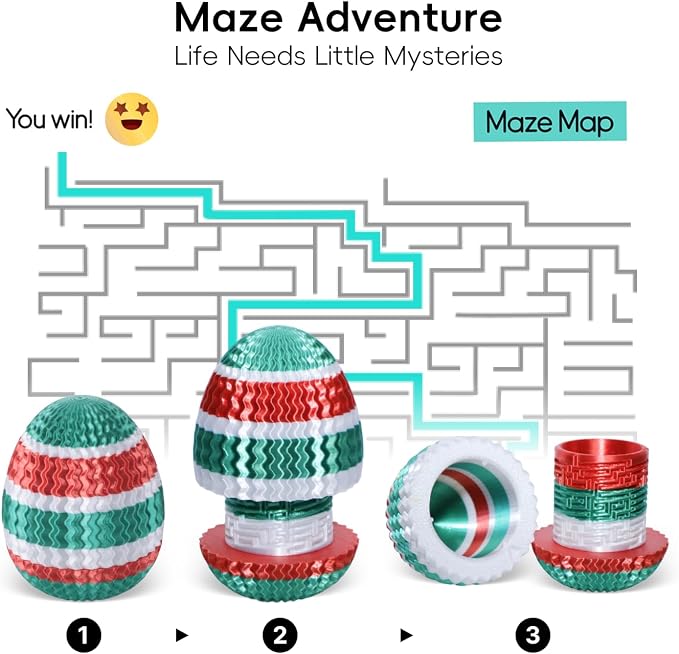 Money Puzzle Box for Cash Gift Card Holder - Reusable Secret Safe with 4 Unique Maze Egg Designs, 3D Printed Brain Teaser Game for Teens Adults, Easter Birthday Christmas Stocking Stuffer