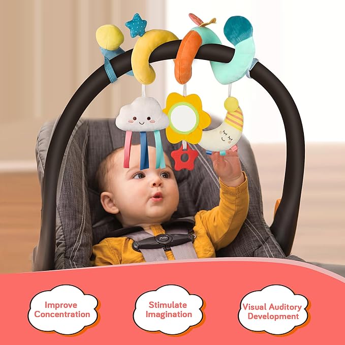 MONSTIME Car Seat Toys for Babies 0-6 Months Boys Girls Stroller Toys, Newborn Toys 0 3 Months Brain Development, Baby Toy Infant Toy for Carseat Stroller Crib Baby Gym for 0 3 6 9 12 Months