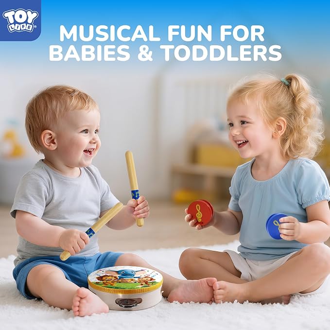 TOY Life Toddler Musical Instruments for Kids, Baby Musical Toys for Toddlers 1-3, Montessori Wooden Toys Percussion Instruments Set with Tambourine Xylophone Maracas for Kids Preschool Education