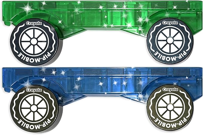 Crayola PIP-Mobiles Rolling Chassis Accessory for Magnetic Building Tiles – Add Wheels to Crayola PIP-Tile Sets – STEM Learning Toy for Kids Ages 3+ – Creative, Educational Toy - 2-Pack (Glitter)