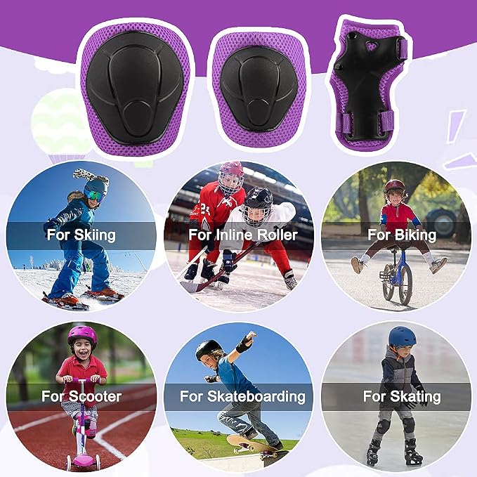 Wemfg Kids Protective Gear Set Knee Pads for Kids 3-14 Years Toddler Knee and Elbow Pads with Wrist Guards 3 in 1 for Skating Cycling Bike Rollerblading Scooter
