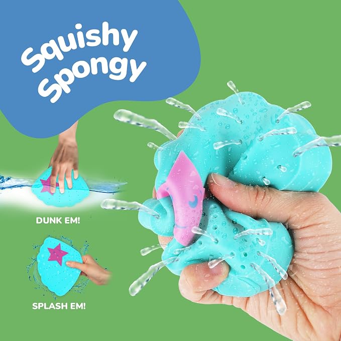 ArtCreativity Sea Shell Water Splash Toys - Set of 3 - Spongy Bath Toys for Kids - Vibrant Colors with Star Accents - Bathtub Toys for Fun in the Tub - Kids Pool Toys and Swimming Pool Accessories