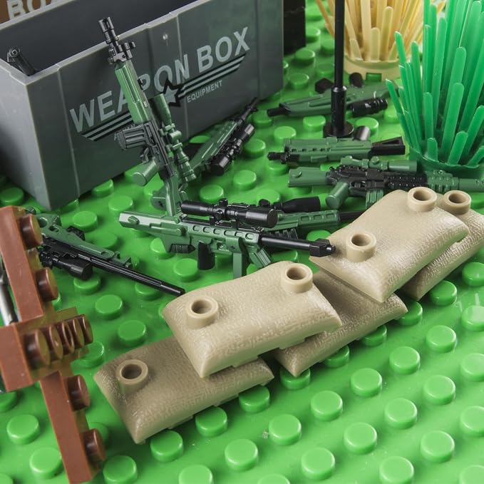 44 Pcs Weapons Pack Military 4 Countries Weapons Accessories Toys Military Equipment Battle Blocks Bricks Compatible with Major Brand, 3 Years Old and up