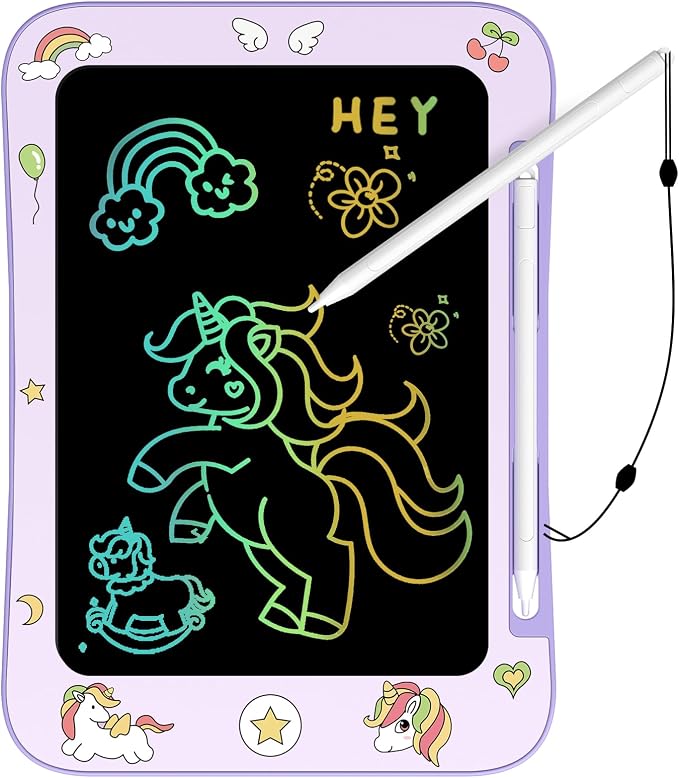 Genialba LCD Writing Tablet for Kids, Colorful Screen Drawing Board for 3-7 Year Old Boys & Girls - Educational Toys for Birthday & Christmas (Unicorn)