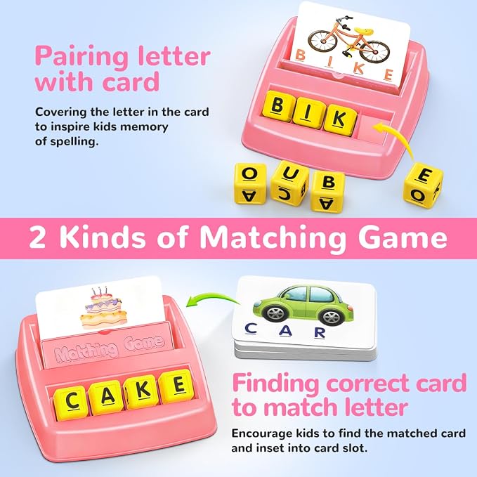 NARRIO Educational Toys for 3 4 5 Year Old Girl, Matching Letter Game Puzzles for Kids Ages 4-6, Preschool Learning Toys for Toddlers 2-4 Year Old Girl Gifts