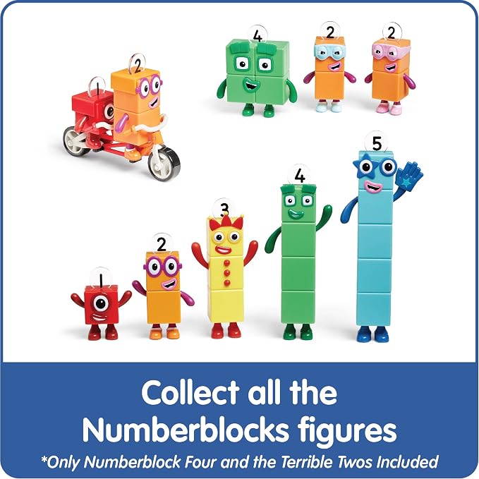 hand2mind Numberblock Four and the Terrible Twos, Cartoon Action Figure Set, Toy Figures, Play Figure Playsets, Small Figurines for Kids, Number Toys, Math Toys for Kids 3-5, Birthday Gifts for Kids