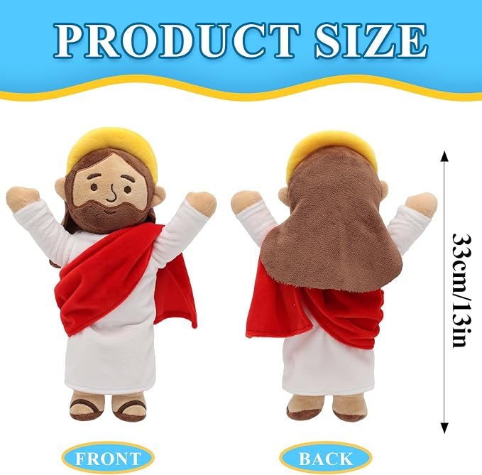 Yelakey 13" Jesus Plush Brown Jesus Stuffed Doll Christian Plushie Doll for Easter Christmas Church Religious Gifts for Kids Adults (brownred)