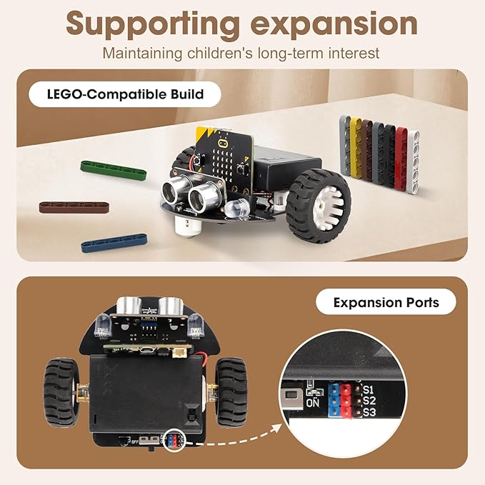 ACEBOTT Robotics for Kids Ages 8–12 12-16, Smart Robot Car Kit Compatible with BBC Micro:bit V2,STEM Toys Coding Robot Kit Compatible with LEGO,Gift for Kids and Teens(Included Micro:Bit)