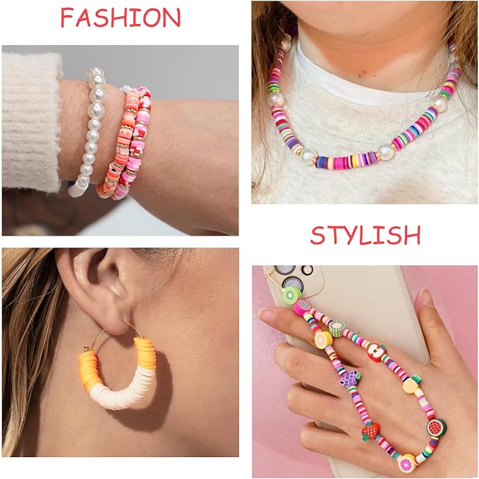Redtwo 10000 Pcs Clay Beads Bracelet Making Kit, 3 Boxes 60 Colors Flat Preppy Beads for Friendship Bracelet Kit, Polymer Heishi Beads with Charms for Jewelry Making, Crafts Gifts for Teen Girls