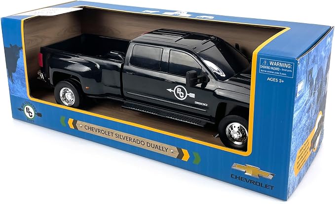 Big Country Toys Realistic Chevrolet Silverado Dually Truck Toy & Trailer Hitch, 1:20 Scale Farm Toys for 3 Year Old Boys