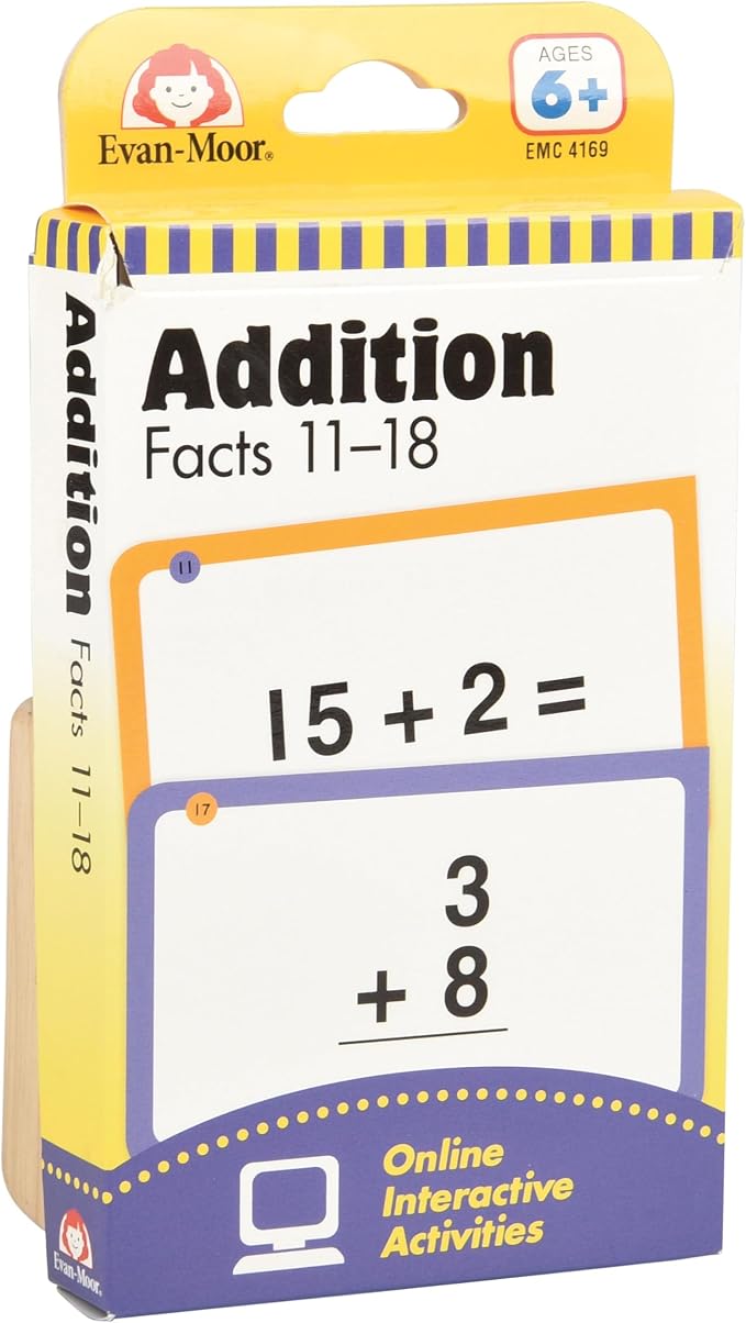 Addition Facts 11–18 Flashcards – 56 Full-Color Math Cards with Games & Activities for Kids, Grades 2+, Ages 7+, Classroom or Home Learning