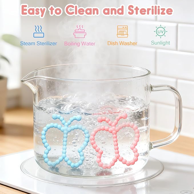 2 Pack Butterfly Teething Toys for Babies 3-6 6-12 Months, BPA Free Silicone Baby Teether Toys for Teething Relief, Easy-Grip Double Ring Infant Newborn Chew Toys for Sucking Needs