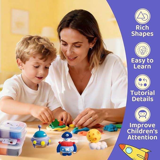 Both idea Air Dry Clay Kit, Space Theme | 12 Packs, Non-Toxic Kids Gift | School & Party: Perfect for classroom art activities, birthday party favors, creative family DIY, and holiday celebrations.