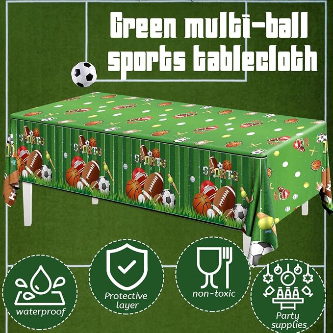 Sports Theme Birthday Party Supplies,3pcs Sports Plastic Tablecloths Disposable All Star Table Covers Soccer Basketball Baseball Football Theme Table Cloth Decoration