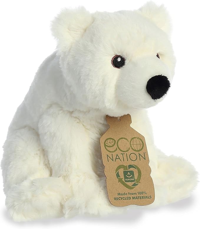 Aurora® Responsibly Made Eco Nation™ Polar Bear Stuffed Animal - Ideal for Playtime Adventures - Perfect for Birthdays or Just Because - White 7.5 Inches