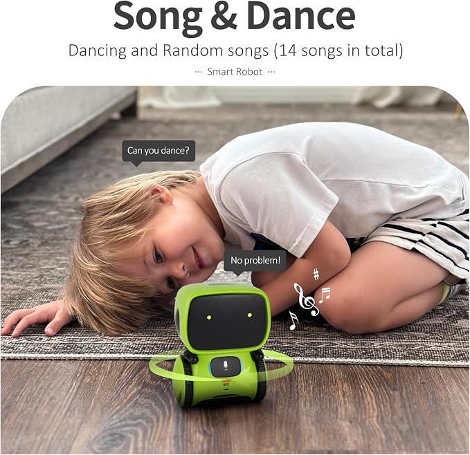GILOBABY Interactive Talking Robot for Boys, Smart Toy with Touch Control, Playback Mode, Dancing, Singing, Educational Gift for 3-7 Year Old Kids (Green)