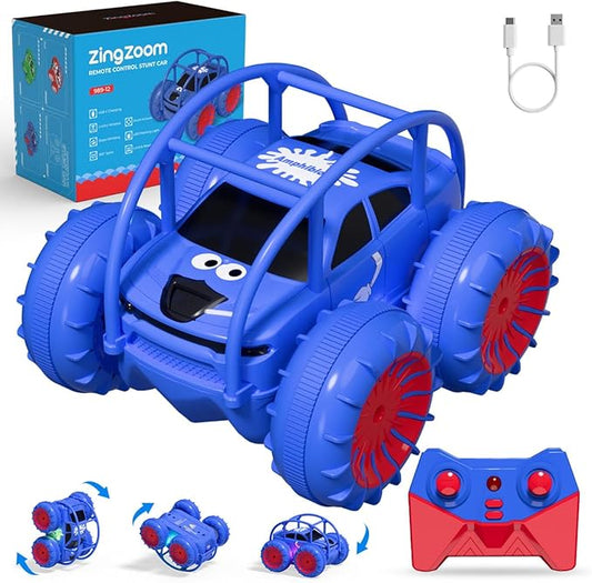 Remote Control Car, Fast Direct Charging RC Cars Amphibious 360° Rotating LED Rechargeable Stunt Car 2.4Ghz 4WD All Terrain RC Race Cars Toy Christmas Birthday Gift for Kids Boys Girls Aged 3-12 years
