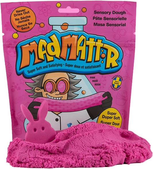 Mad Mattr 10 oz Sensory Dough Pouch, Soft Stretchy Play Dough for Kids, Never Dries Out, Mess-Free Modeling Clay for Creative Sensory Play, Ages 3 and Up, Pink