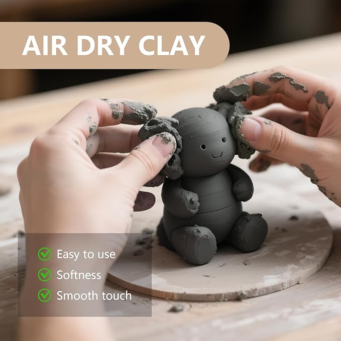 VIBRATITE Natural Air Dry Clay Bulk, 10LBs All-Purpose Modeling Sculpting Pottery Clay for Beginners and Professional (Dark Gray)